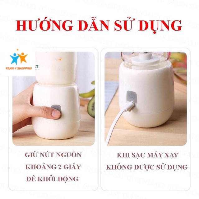 [Tặng 2 Bình] Máy xay sinh tố cầm tay Máy xay đa năng Anglecup công suất 120w, 6 lưỡi dao xay mịn thực phẩm