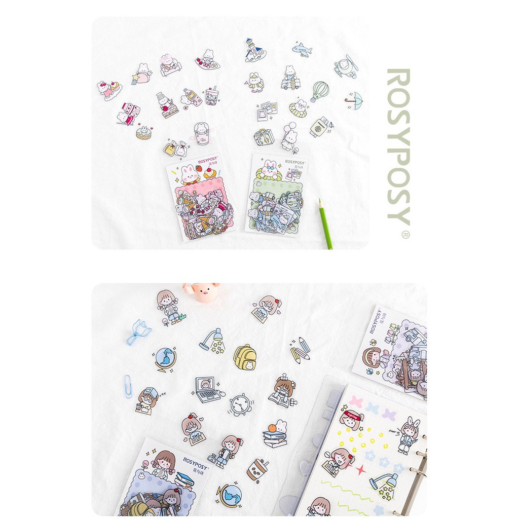 Bộ sticker/ Hình dán Thỏ &amp; Em Bé RosyPosy