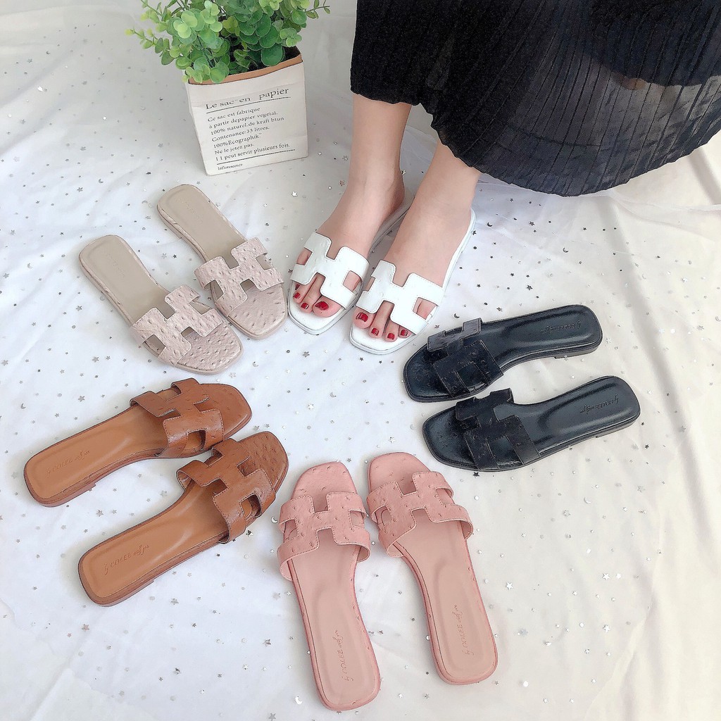 Dép Nữ Colee Chữ H Trệt Da Hạt Siêu Mềm VNXK