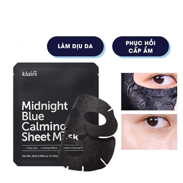 Combo 10 Mặt Nạ Giúp Làm Dịu, Phục Hồi Da Klairs Midnight Blue Calming Sheet Mask 25ml x 10