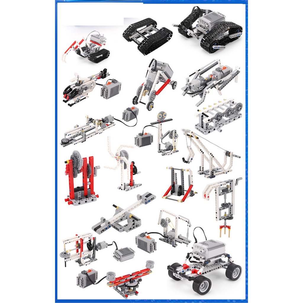 Bộ đồ chơi lắp ráp mô hình 9686 mở rộng có động cơ 520 linh kiện có hướng dẫn in màu 19 mô hình