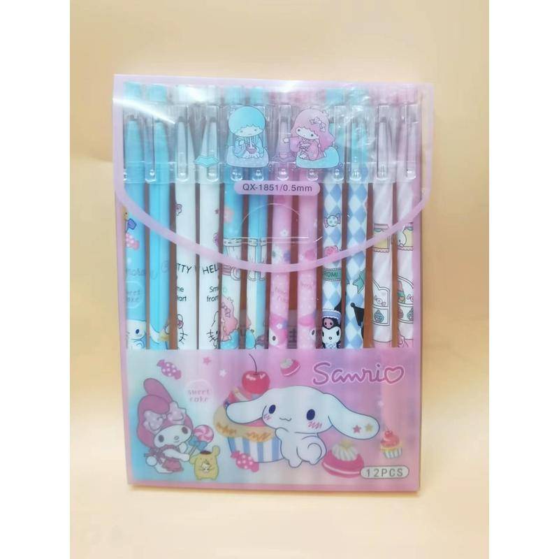 Set 6 Bút Mực Gel Ngòi 0.5mm Có Thể Xóa Được Sanrio Mymelody Kuromi Cinnamoroll Pompom Purin