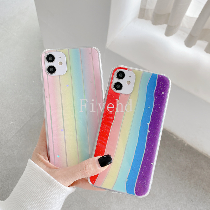 Ốp Lưng Silicone Họa Tiết Ngôi Sao Và Cầu Vồng Thời Trang Cho Samsung S20 S10 S9 S8 Plus Note 20ultra 20 10 Plus 10pro A71 A70 A70s A50 A50s A30s | BigBuy360 - bigbuy360.vn