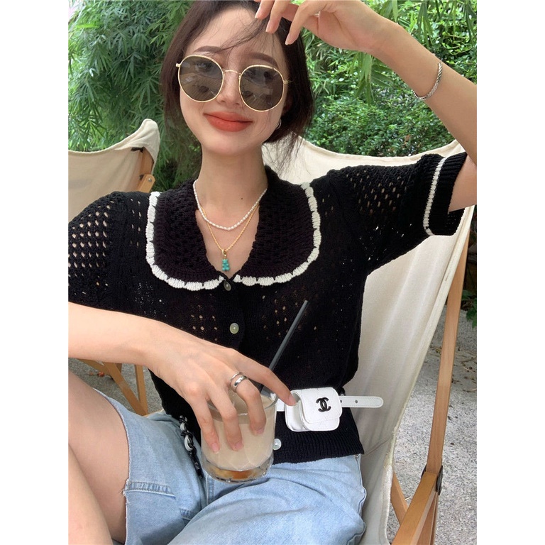 Áo Sweater Ngắn Tay Dáng Rộng Thời Trang Xinh Xắn