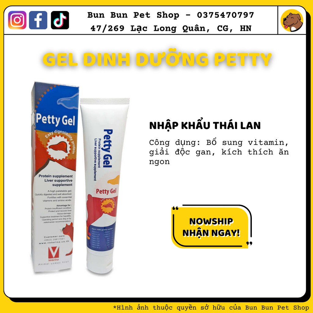 Gel Dinh Dưỡng Thức Ăn Bổ Sung Protein Dễ Tiêu Hoá Và Hỗ Trợ Gan Cho Chó Mèo Petty Gel 100g