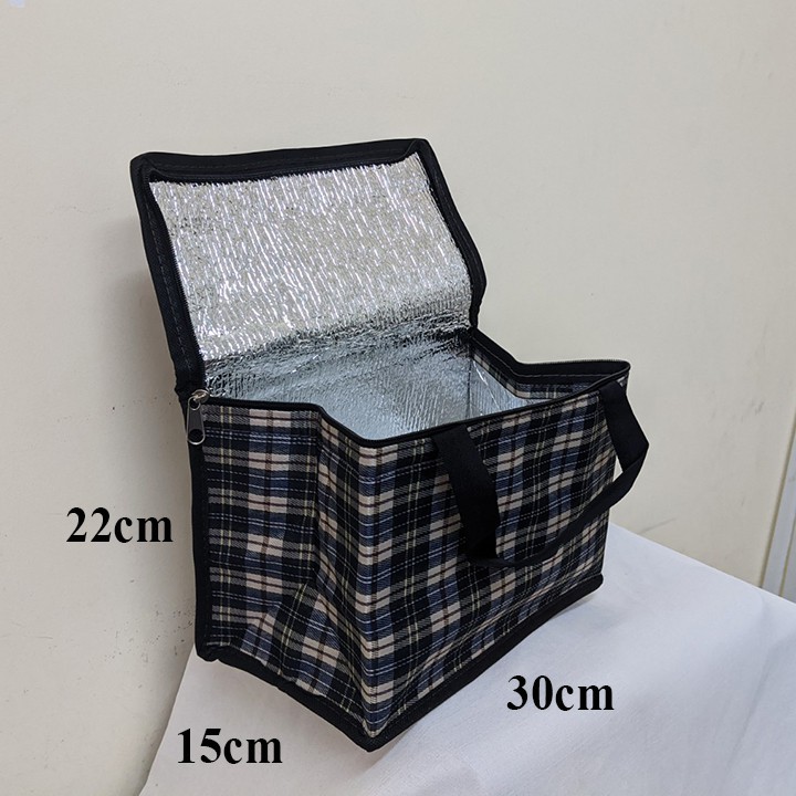 Túi giữ nhiệt hình hộp ngang, vải bố dầy 30x15cm cao 20cm. TX91