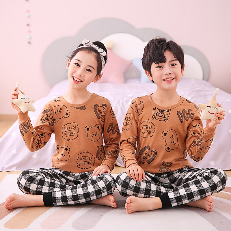 Bộ Đồ Ngủ Gồm Áo Tay Dài + Quần Dài In Họa Tiết Dễ Thương Mới 2021 Cho Bé Gái