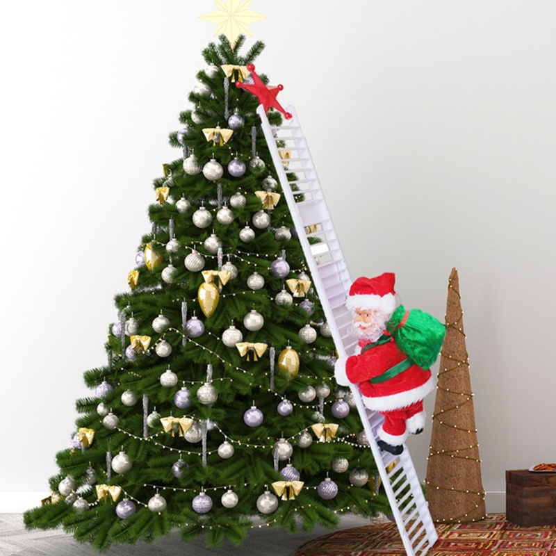 Búp Bê Hình Ông Già Noel Đang Leo Thang Trang Trí Giáng Sinh