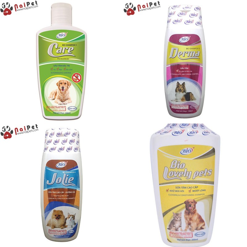 Sữa Tắm 4 Loại Cho Chó Mèo Care Derma Jolie Lovely Pets Bio 200ml