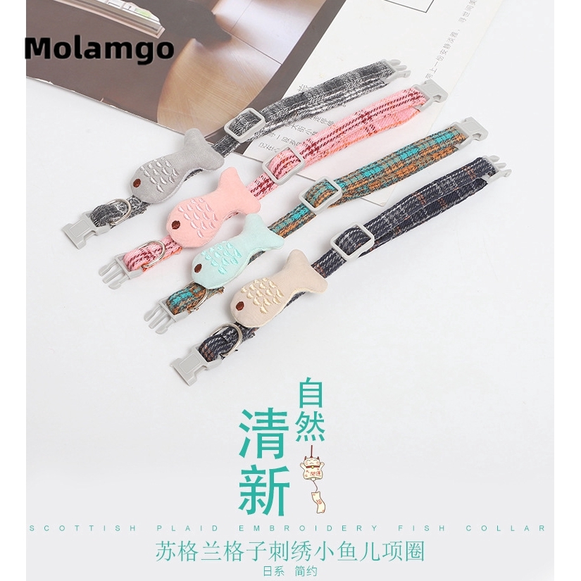 MOLAMGO  Vòng Cổ Thêu Mặt Hình Cá Đáng Yêu Dành Cho Thú Cưng