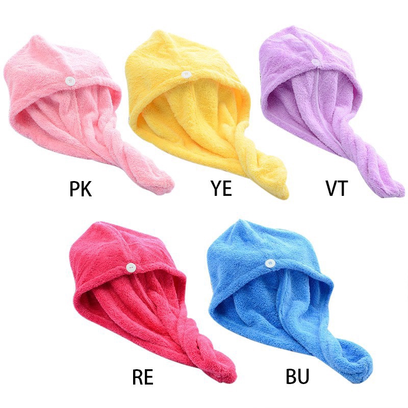 Khăn trùm đầu sấy khô tóc bằng sợi nhỏ thấm hút nước nhanh tiện dụng chất lượng cao