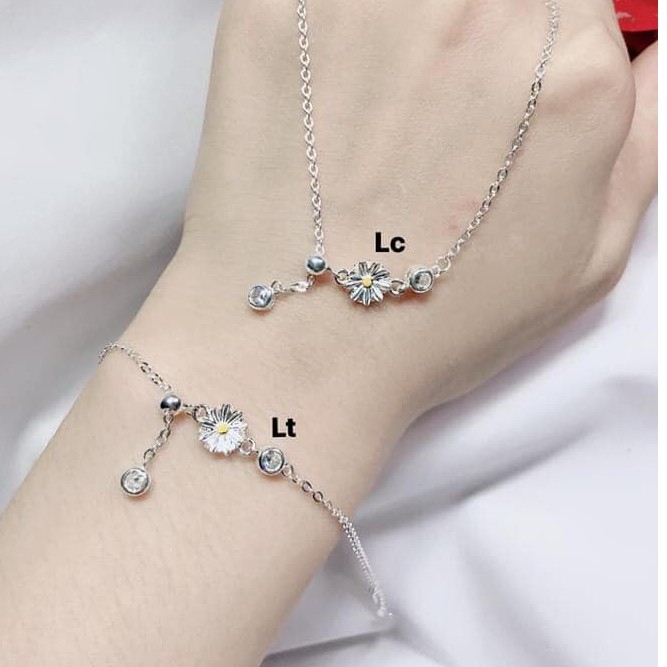 Lắc tay, lắc chân nữ bạc ta cúc họa mi dạng bi rút để điều chỉnh size - Bibi silver - BBS