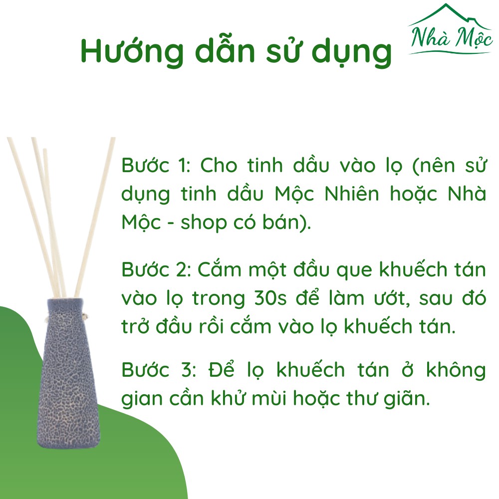 Lọ khuếch tán tinh dầu Nhà Mộc không dùng điện (kèm tinh dầu Nhà Mộc)