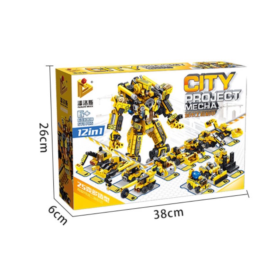 BỘ XẾP HÌNH LEGO Ô TÔ BIẾT HÌNH lego transformer 12 IN 1 567 chi tiết ( hộp giấy )
