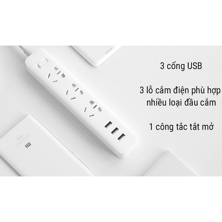 Ổ cắm Xiaomi Power Strip có 3 cổng USB