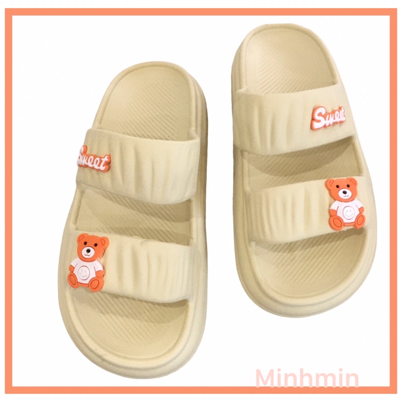 Dép Lê Nữ, Dép Nữ 2 Quai Ngang dán sticker đáng yêu, đế chống trơn trượt dễ phối đồ
