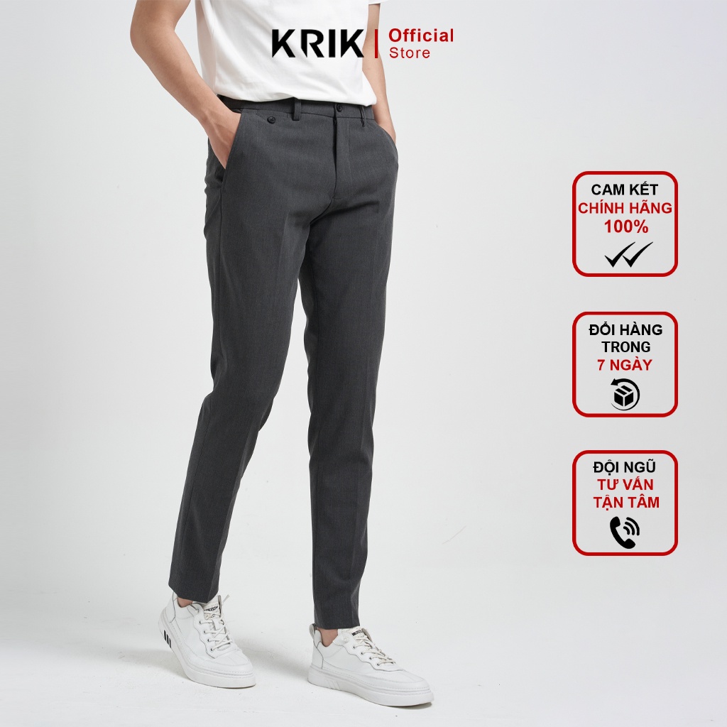 Quần Âu Nam Cao Cấp KRIK Form Slimfit Côn Sẵn, Chất Vải Mền Mịn Không Bai Dão 1729