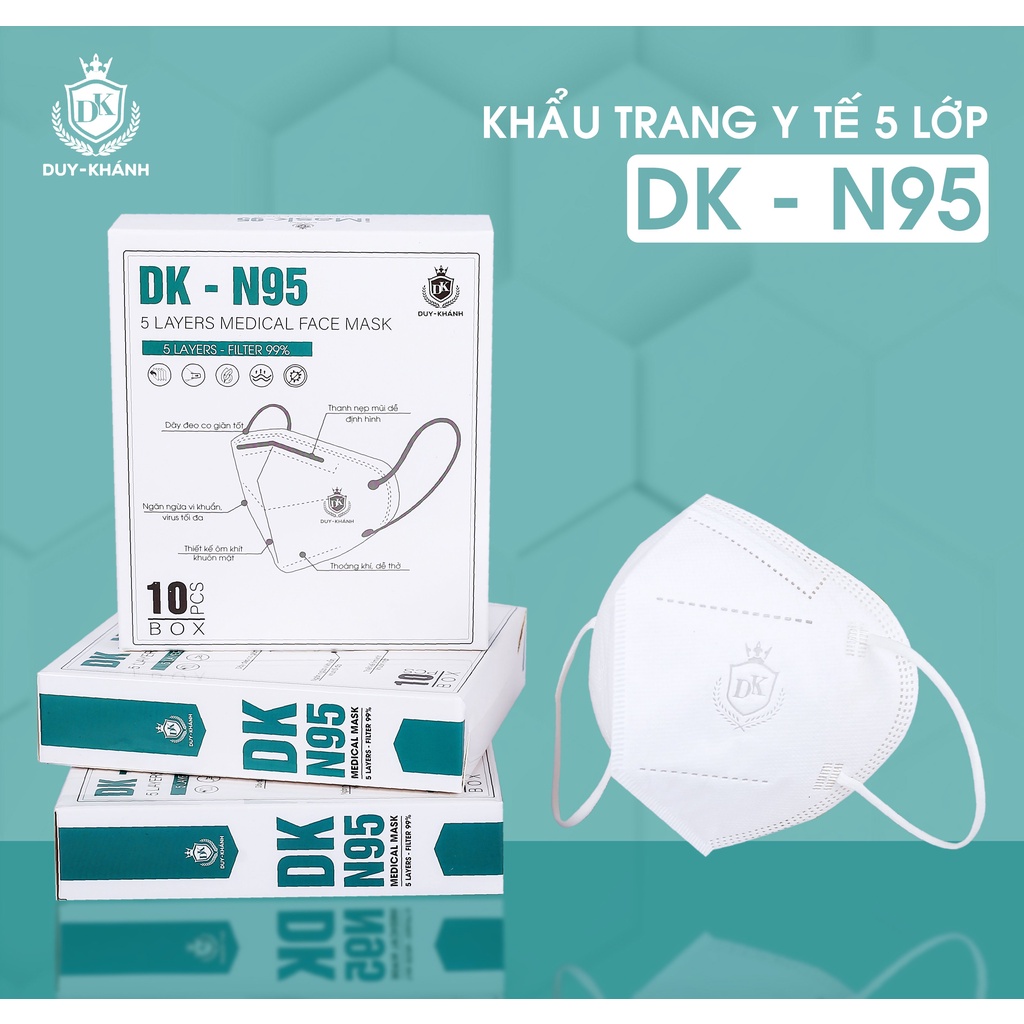 Khẩu trang N95 cao cấp 5 lớp hộp đóng 10 cái giúp chống bụi hiệu quả