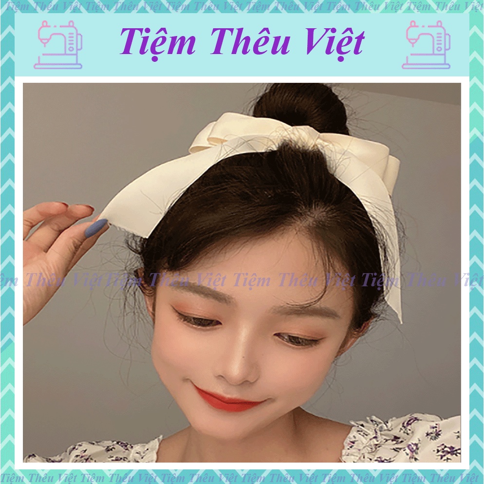 Kẹp Tóc Đính Nơ Tiệm Thêu Việt Phong Cách Tiểu Thư