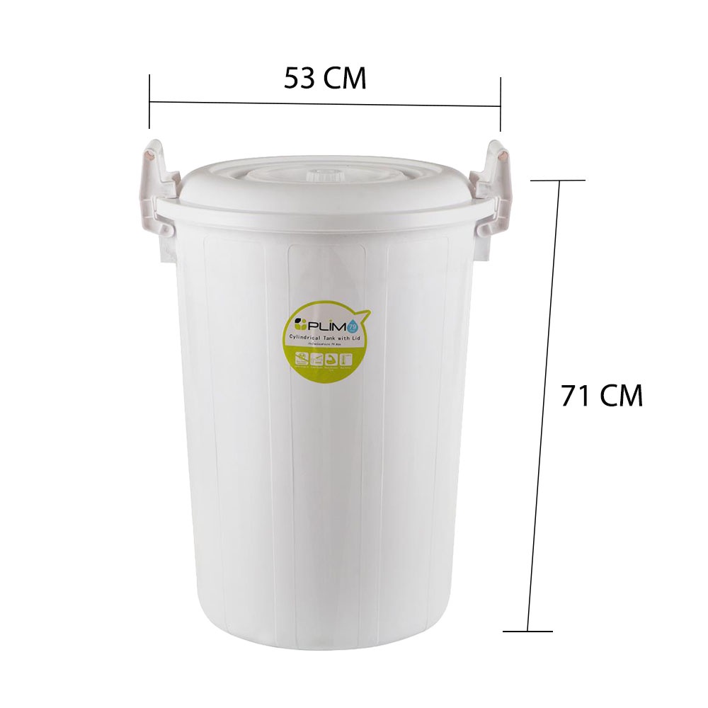 HomeBase PLIM Xô nhựa có nắp 79L Thái Lan W53xH50xD71 cm màu trắng