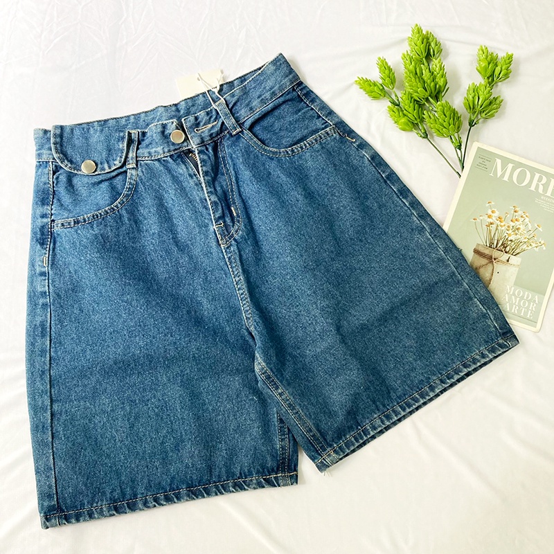 Quần đùi nữ từ 45-51kg jean dày không giãn lưng dây kéo - hàng đẹp - QU058