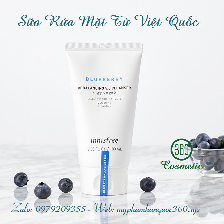 Sữa Rửa Mặt Từ Việt Quốc Innisfree Blueberry Rebalancing 5.5 Cleanser 100ml