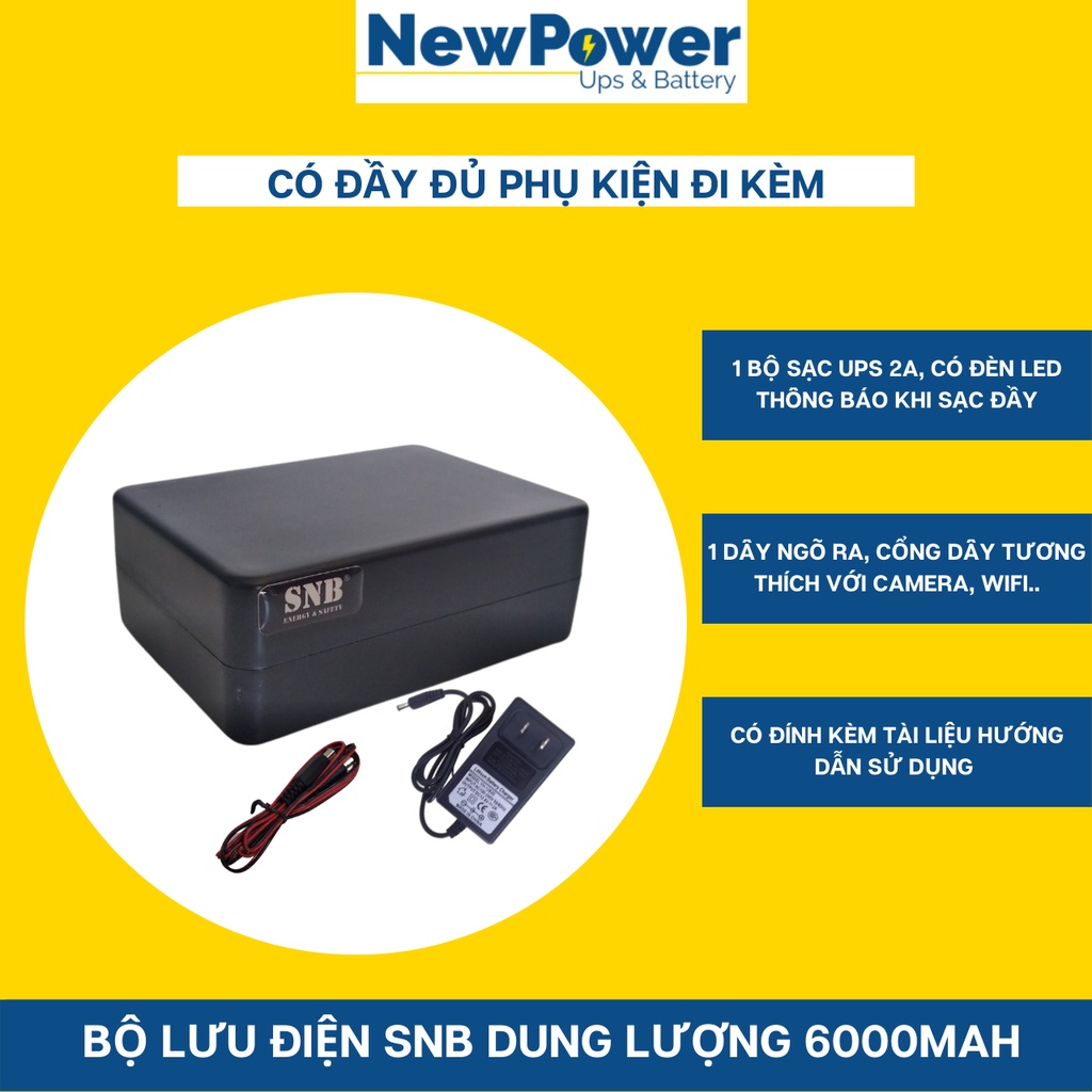 Bộ lưu điện gia đình 6000mAh, UPS 12V dùng cho camera, wifi, nguồn dự phòng 12V..mới 100%,bảo hành 12 tháng
