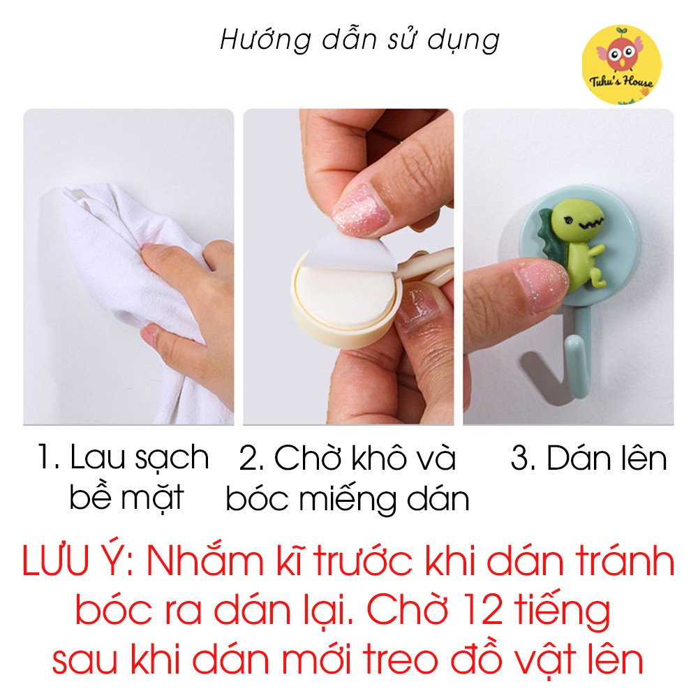 Móc dán tường dễ thương 3d, móc treo đồ treo chìa khóa hoạt hình đa năng tiện dụng - HUNONA