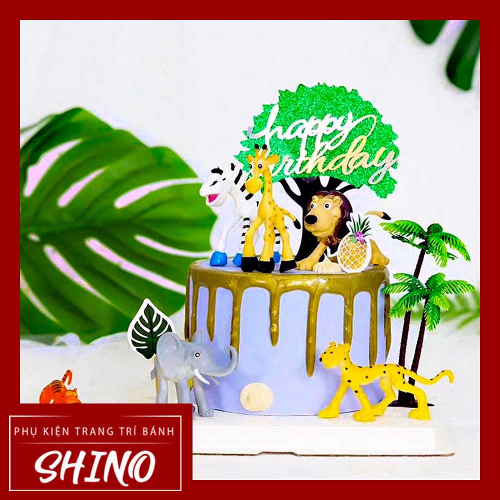 Set đồ chơi động vật hoang dã trang trí bánh