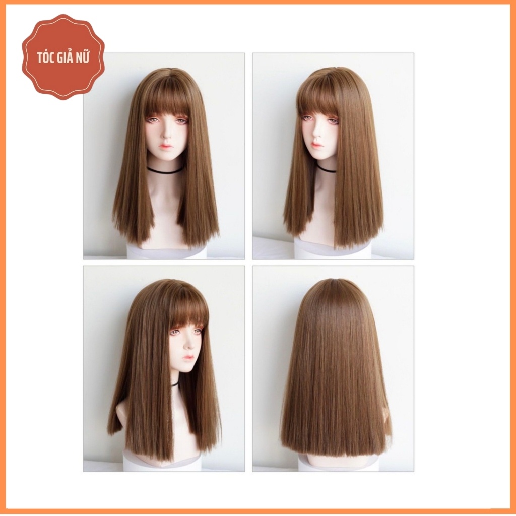 Tóc giả nữ đẹp 🤑FREESHIP🤑 Tóc giả nguyên đầu thẳng lỡ siu cute 40cm