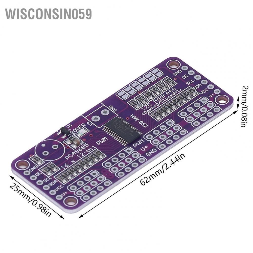 Wisconsin059 Servo Motor Driver PWM Control Module 16 Channel 12 Bit IIC PCA9685 Controller for DIY
