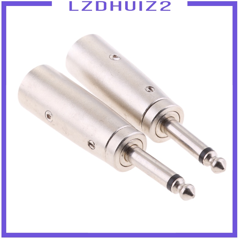 Les Fleurs 2 Pack XLR 3-Pin Male to 1/4\" 6.35mm Mono Male Jack Audio Mic Adapter