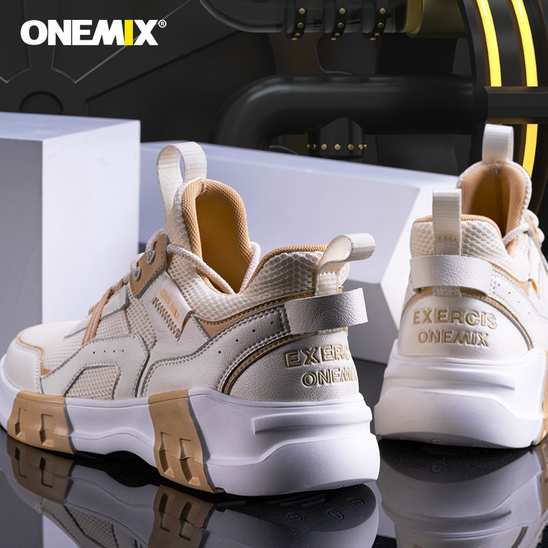 ONEMIX Men Platform Chunky Sneakers 5cm High Lace-up Casual Luxury Designer Old Dad Female Fashion Running Shoes Walking Sneaker