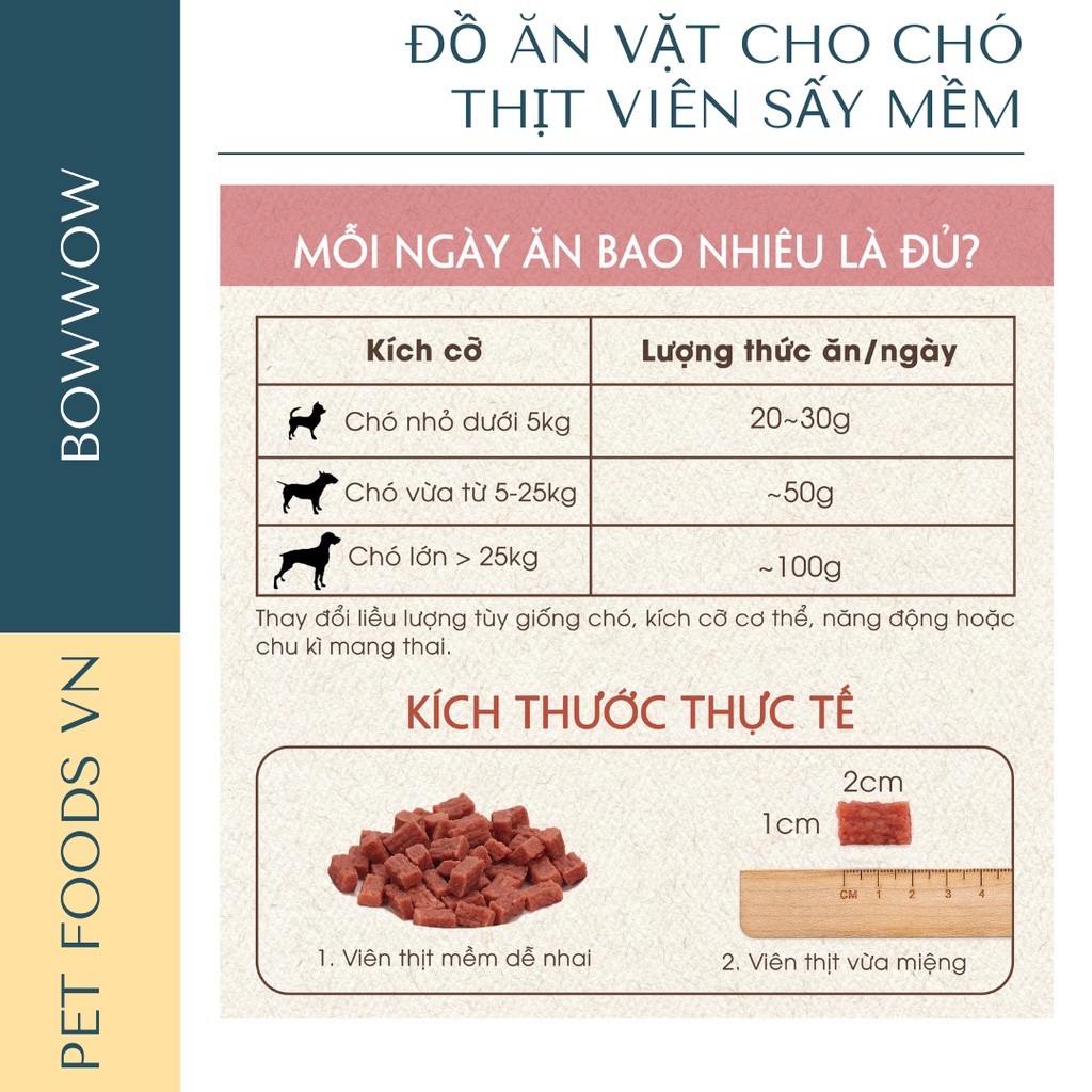 Thịt viên sấy mềm cho chó BOWWOW 800g