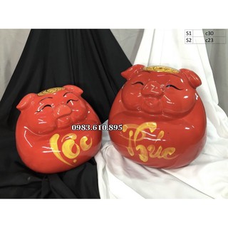 Heo Đất, Lợn Đất, Heo Tiết Kiệm Vẽ Chữ Phúc Lộc - Gốm Sứ Bát Tràng