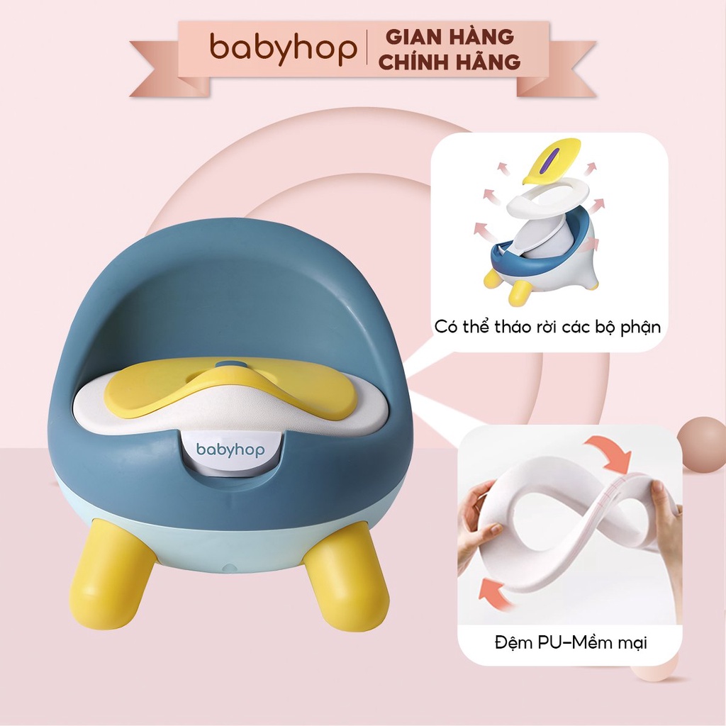 Bô Sò cho bé đi vệ sinh có nắp đậy Babyhop phù hợp với trẻ em 6 tháng đến 5 tuổi chống trơn trượt có chỗ dựa