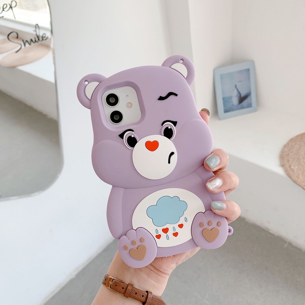 Dễ Thương Ốp Điện Thoại tpu Silicon Hình Gấu Cầu Vồng Cho iphone 14 15 11 12 13 pro max xs max x xr 7 8 plus