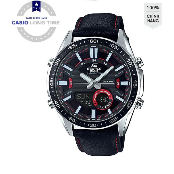 Đồng Hồ Nam Casio Edifice EFV-C100L-1AVDF Dây Da Thật - Tuổi Thọ Pin 10 Năm