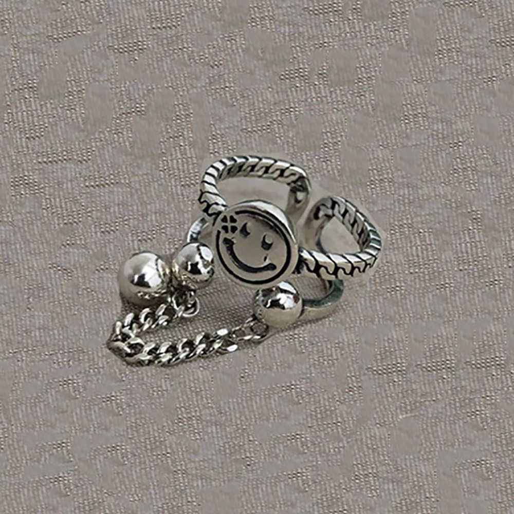Nhẫn Đeo Ngón Tay Bằng Hợp Kim Hình Mặt Cười Phong Cách Vintage Thời Trang Cho Nữ