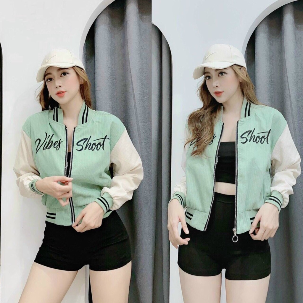 Áo khoác bomber nữ - Áo khoác nữ gió dù 2 lớp chống nắng nhẹ nhàng dễ phối đồ
