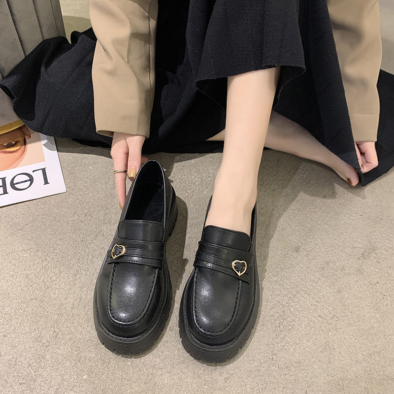 Giày Lười Lót Nhung Màu Đen Phong Cách Retro Anh Quốc Có Size Lớn 35-43 41 42