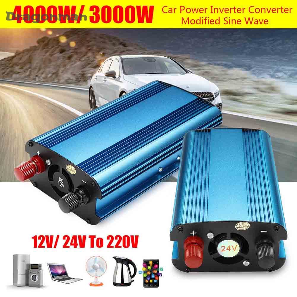 3000W/4000W Car Solar Power Inverter DC 12/24V to AC 220V Modified Sine Wave Converter