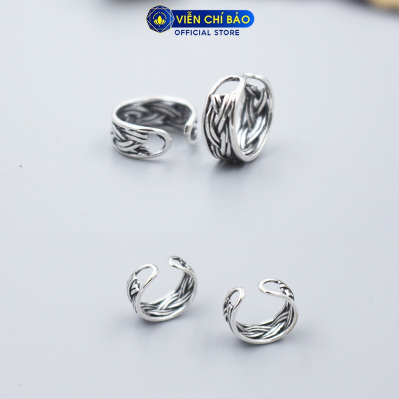 Bông tai bạc nữ kẹp vành đan kết ( 1 chiếc ) chất liệu bạc 925 thời trang phụ kiện trang sức nữ Viễn Chí Bảo B000011