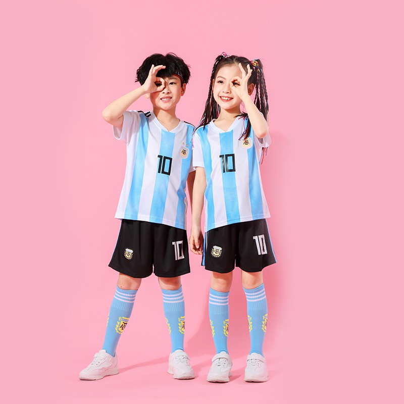 ❧☌Argentina Brazil bộ quần áo bóng đá trẻ em nam nữ học sinh tiểu Đồng phục tập luyện tùy chỉnh đấu của Messi