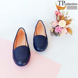 {HOT} Giày búp bê nữ da thật, MÀU XANH ĐEN SIZE 36, Giầy VNXK- B03-1 CÒN HÀNG