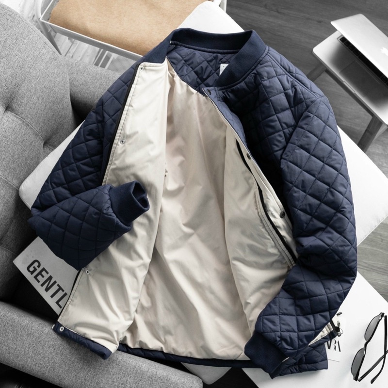 Áo khoác Bomber Jacket ZR man trần trám siêu đẹp khoá cúc bấm VNXK