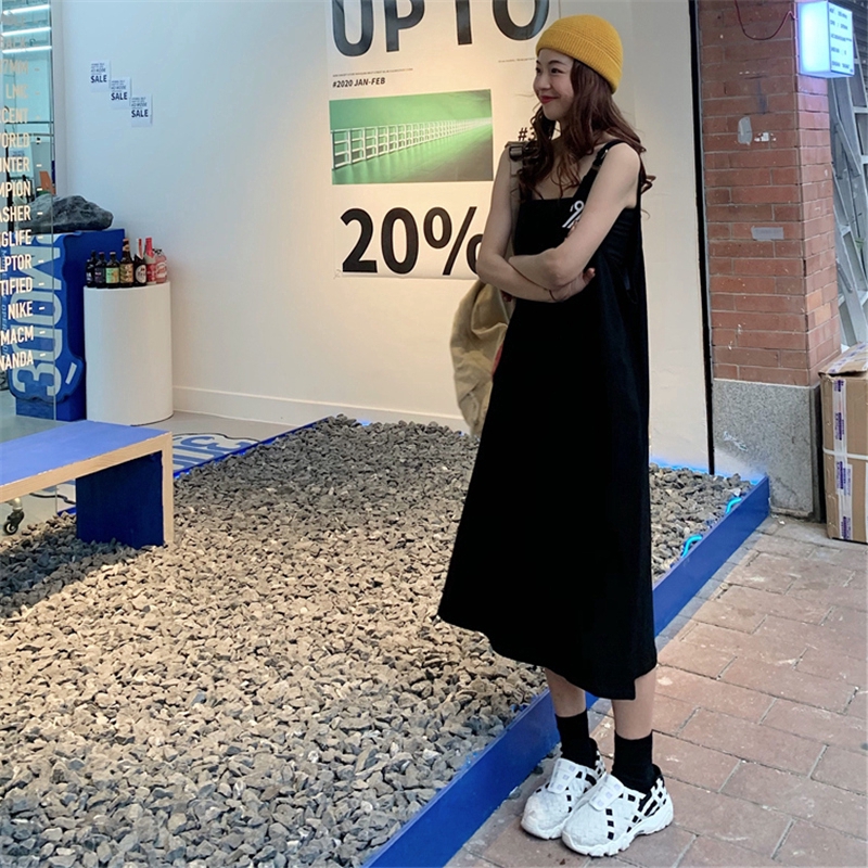 Đầm SUXI hai dây dáng rộng phong cách Hàn Quốc thời trang dành cho nữ