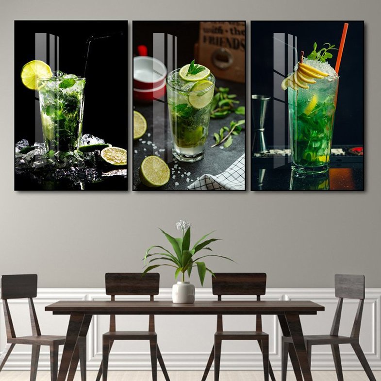 Tranh Treo Tường Đồ uống - Tranh Treo Quán Cafe, Quán Trà Sữa, Phòng Ăn Laminate Tráng Gương