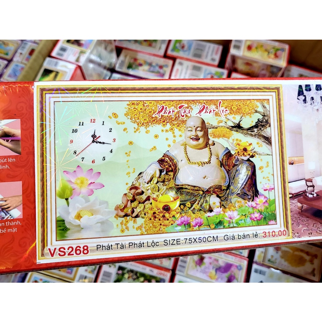 Tranh đá đồng hồ phát tài phát lộc VS268