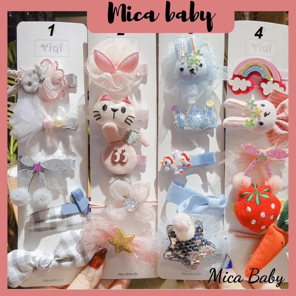 Set 5 kẹp tóc màu sắc cầu vồng đáng yêu cho bé Mica baby